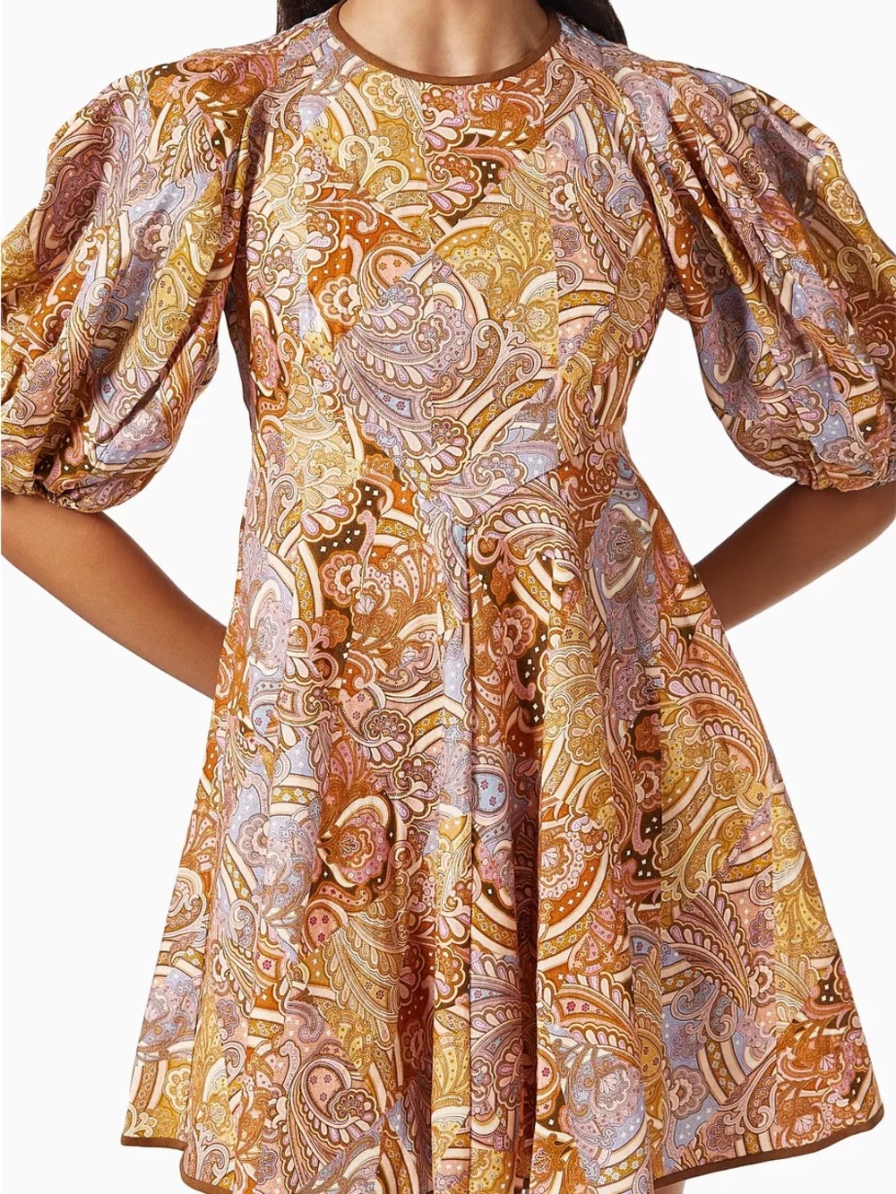 NWT Zimmermann Concert Paisley Puff-Sleeve Linen Day Mini Dress AU 2 / US 8